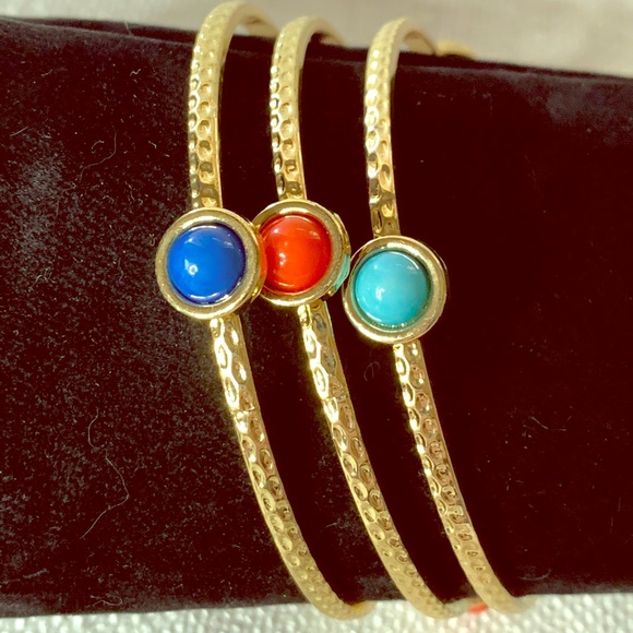 Bangle Bracelets—Gold-Tone, set of three. - Picture 2 of 3